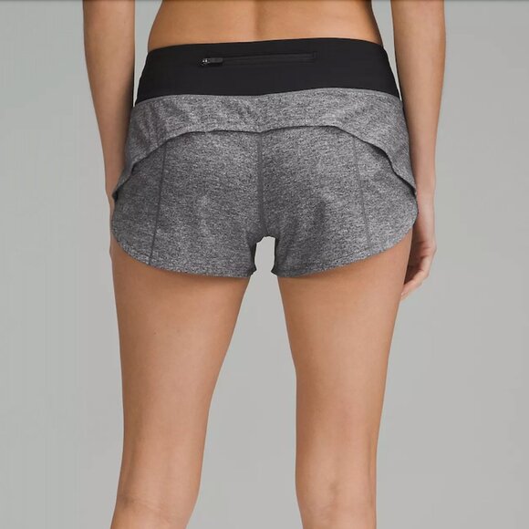 NWOT Lululemon Speed Up Black Heathered Grey Mid-Rise Lined Short 4” | Size 4 - Picture 4 of 10